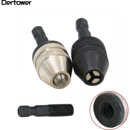 1pc Keyless Drill Chuck Screwdriver Impact Driver Adapter 1/4 '' Hex Shank Drill Bit Tool Sliver Black Color
