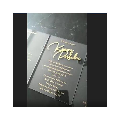 Clear Acrylic Wedding Invitations With Laser Cut Mirror Acrylic Card Name