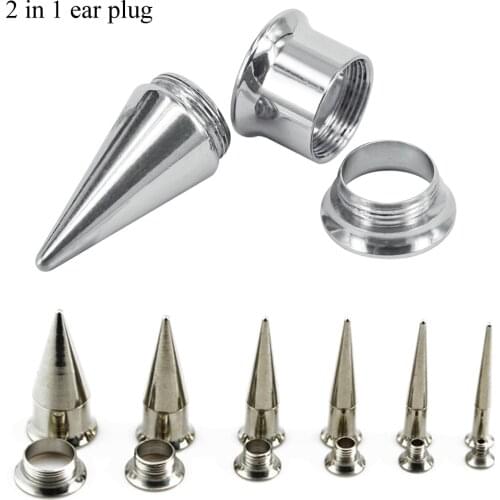 PAIR 3-10mm Stainless Steel 2 in 1 Internally Thread Double Flared Ear Flesh Tunnel Expander Gauge Plugs Piercing Stretchers