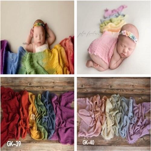 Dvotinst Newborn Baby Photography Props Rainbow Wrap Posing Wraps Blanket 50x260 for Studio Shooting Accessories Photo Props