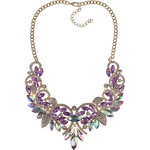 Luxury Austrian Crystal Rhinestone Choker Necklace Women Jewelry Multicolor Boho Ethnic Statement Necklace Female Big Collar