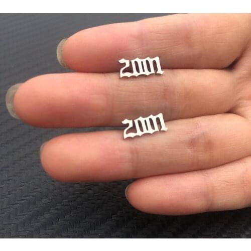Stainless Steel Number Stud Earrings Women Men Birthday Gift Custom Jewelry Earing Year 1980 to 2019