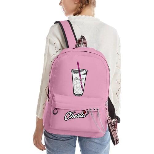 Student schoolbags Charli Damelio Candy Color 3D Backpack for Boys Girls Ice Coffee Splatter Backpack Kpop Keychain Accessories