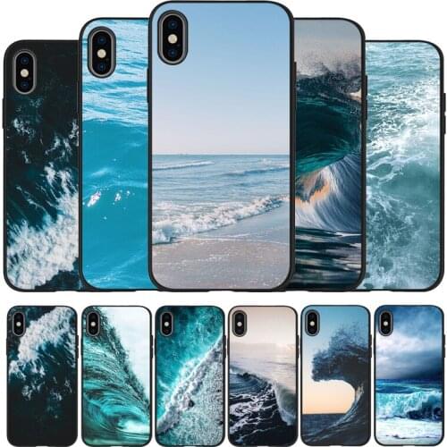 Blue Sea Wave black Silicone Phone Case For iPhone 12 XR XS Max 5 5S SE 2020 6 6S PLUS 7 8 X 11Pro Max 11 Cover