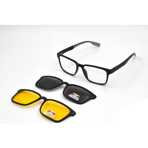 2in1 Sunglasses TR90 Women Men Clip on Polarized Gray Yellow Lens Night Vision Driving Eyeglasses Can Make Myopia Presbyopia L3