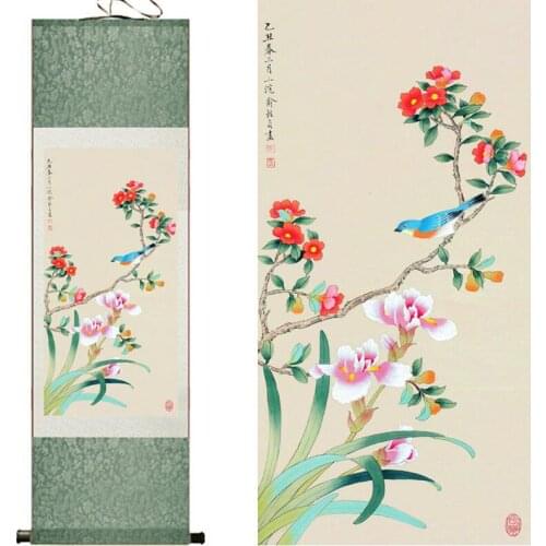 Traditional silk art painting bird on the tree Chinese Art Painting Home Office Decoration Chinese paintingPrinted painting