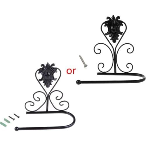 Vintage Iron Toilet Paper Towel Roll Holder Bathroom Wall Mount Rack Black for home bathroom