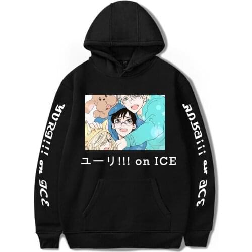 Yuri! On Ice Hoodies Manga Unisex Printed Tops Harajuku Streetshirt Fashion Sweatshirt Pullover Hooded Men/Women Clothing Anime