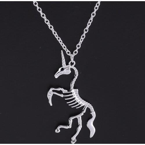 2019 new fashion bone unicorn pendant necklace for women jewelry chain necklace girl gift collier femme