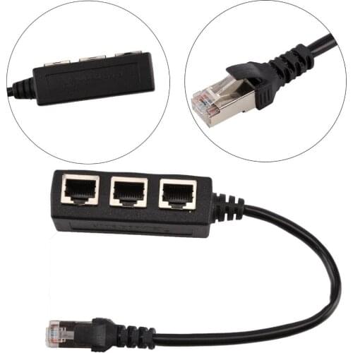 1 to 3 Socket LAN Ethernet Network RJ45 Plug Splitter Extender Adapter Computer Cable Connector Black GT