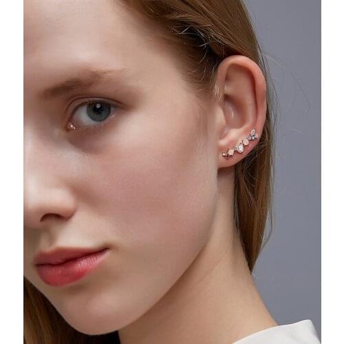 1Pc Rainbow Zircon Ear Clip On Earrings Geometric Crystal Piercing Climber Earring Ear Buckle For Women Jewelry
