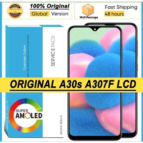 100% Original 6.4'' Super AMOLED Display for Samsung A30s A307F A307 A307FN LCD Touch Screen Digitizer Assembly Repair Parts