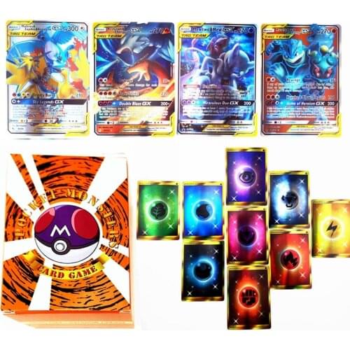 100pcs Pokemon TAG TEAM GX Trainer Energy Shining Card Box TAKARA TOMY Game Card Battle Trading Carte Best Selling Kids Toy Gift