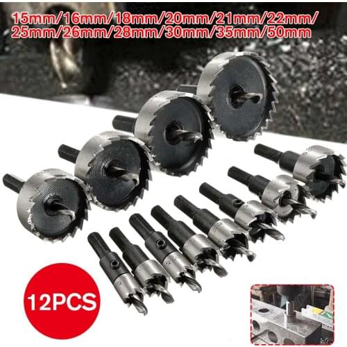 12pcs Hole Saw Tooth Kit HSS Steel Core Drill Bit Set Cutter Tool For Metal Wood Alloy