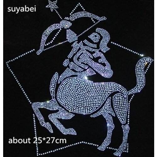 2pc/lot arrow horse star hot fix rhinestone transfer motifs iron on rhinestone motif iron on transfer patches for shirt