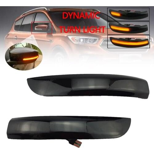2pcs Dynamic LED Turn Signal Lights Rearview Mirror Indicator Blinker Repeater For Ford Escape Kuga EcoSport 2013-2018