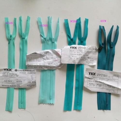 30pcs/lot Blue Green Ykk Invisible Zipper Close End Women Skirt Pants Dress Blouse Shirt Pillow Tailor Zippers for Sewing