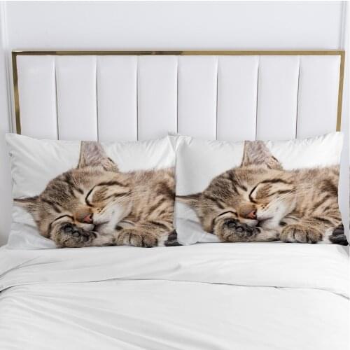 3D Pillow cover Pillow case Luxury Bedding Pillowcase Pillowcovers decorative 50x70 Customizable size animal Cat Cute white