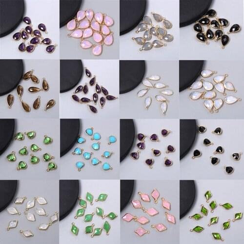 5PCS Colorful Faceted Crystal Charms Square Triangle Quartz Pendant Charms for Jewelry Making Neckalces Gemstones Accessories