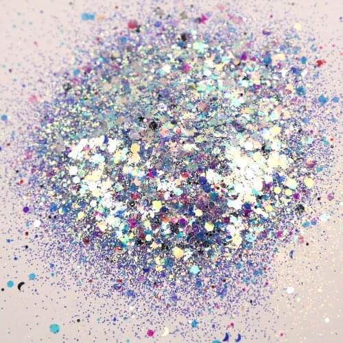 12 Colors/ 50Grams 244 Pink Stars Chunky glitter Mix Cosmetic Grade Glitter for Nail Art COSMIC GALAXY Mix STARS GLITTER,1.75 oz