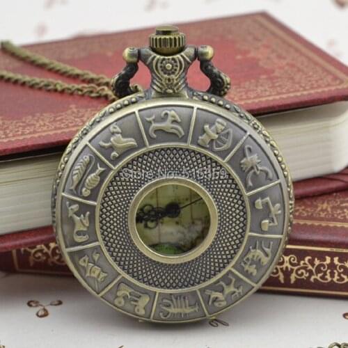 50pcs/lot Bronze Pocket Watch High Quality Watch Necklace Gift Watch Factory Price Wholesale and Retail