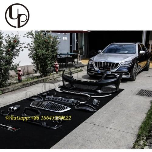S Class W222 B900 bumper for 2018 2019y W222 S500 S63 S65 facelift conversion upgrade to B900 bumper grille diffuser with tips