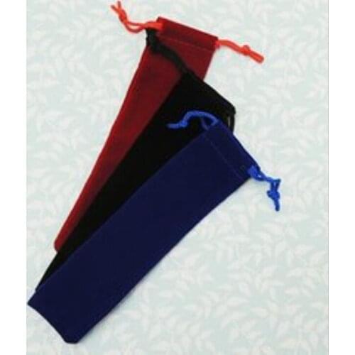 High quality purple velvet jewelry drawstring bag 3.5*17cm velvet pen fountain pen pouches for Signature pen packaging