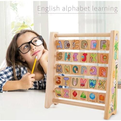 Children Early Educational Pinyin Number Fruit Animal Toy English Alphabet Animals Wooden Flap Rack Vertical Bookshelf Shape