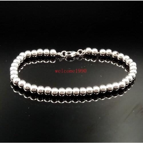 Hot selling design Stainless Steel Solid Smooth Ball Beads Chain Link Bracelet Bangle 6mm/8mm for women men