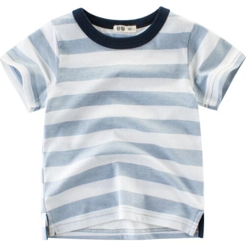 2021 Summer Clothes Boys T Shirt Striped Girls Kids Children Tops Cotton Clothing Short Sleeves T-Shirt Tee Brand Dropship 2-10Y