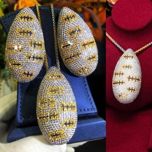 Missvikki Gorgeous Luxury Big Halloween Pendant Necklace Earrings Jewelry Sets High Quality Cubic Zircon Party Daily Accessories