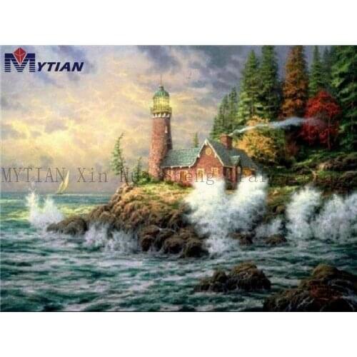 MYTIAN 5D DIY Diamond Painting House Diamond Painting Cross Stitch Kits Diamond Embroidery Full Square Rhinestones Home Decor