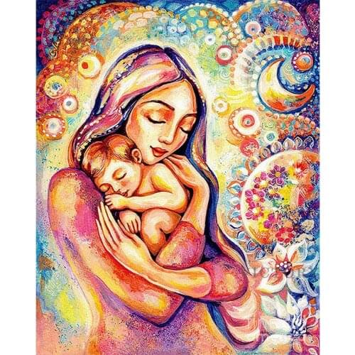 Diamond Painting Kit, 5D Diy Full Diamond Embroidery, Round/square Diamond Mosaic, Baby Mother Love Art Cross Stitch Sticker Gif