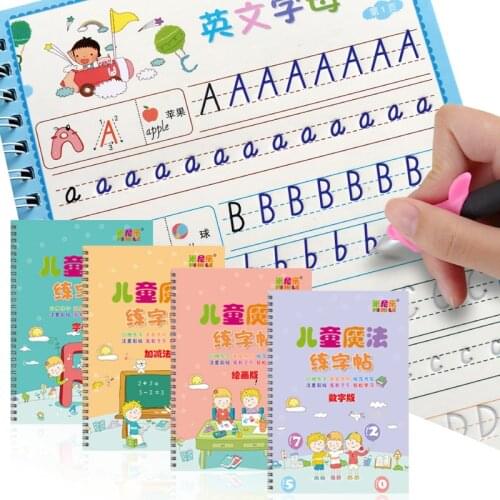 4 Books/Set English Painting Practice Digital Book Learning Numbers Baby Calligraphy Copybook Children English Lettering Toys