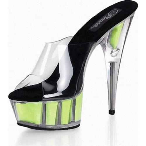 New, transparent platform high heels, 15cm sexy model sandals, pole Slippers