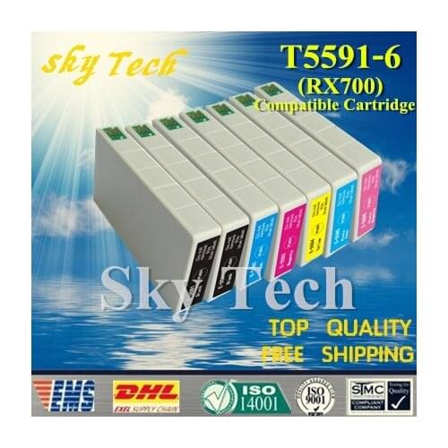 One set Plus One BK Compatible Cartridge For T5591 - T5596 , For Epson Stylus Photo RX700