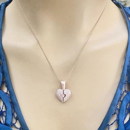 Open Heart Star Strip Simple Stylish My valentine gift my heart 925 Sterling Silver Necklace Women Girls Gift Jewelry