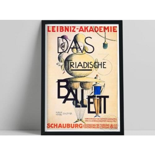Oskar Schlemmer Bauhaus Poster, 1924 Vintage German Exhibition Print, Constructivism Wall Art, The Triadic Ballet Wall Picture