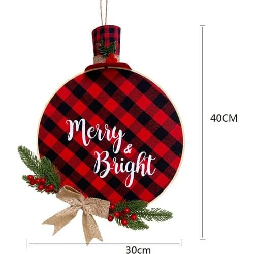 Christmas Pendant Lattice Pattern Letter Printing Decoration Hanging Bow Crafts Suitable For Christmas Decoration For Home