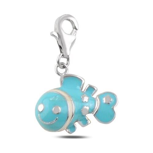 Silver 925 Sterling Fish Cabochons Charm/Pendant