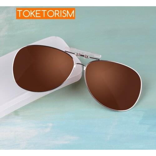 Toketorism Pilot style woman man UV protection flip-up sunglasses polarized clip on glasses