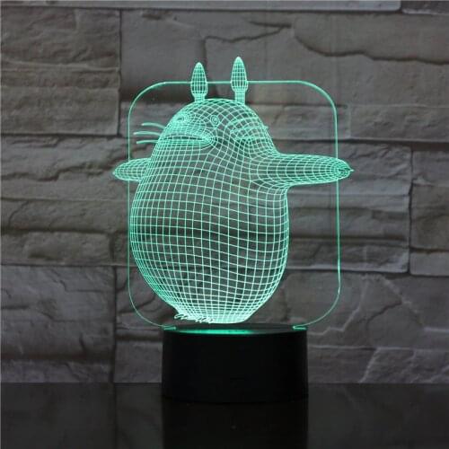 7 Color Change LED 3D Animal Penguin Night Light Table Desk Lamp Acrylic Flat ABS Base USB Charger Home Decor Toy Brithday 1541