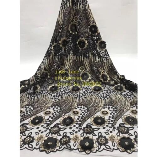 Stock 5yards/bag 8 color embroidery 3D flower bead sequins French romantic fabric for clothing design ST99