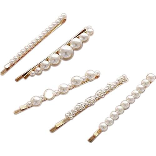 5Pcs Pearl Hair Clips Hairpins For Women Lady Girls Faux Pearl Hair Barrettes Bobby Pins Decorative Wedding Bridal Hair Accessor