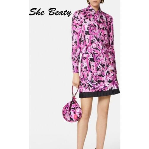 She Beaty Women Blouse Shirts 2021 Autumn Winter Turn-Down Collar Floral Printed Single Breasted High Street Designer Traf Tops