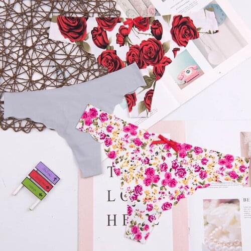 Lady Lowest price cotton heart multi-color Sexy cozy comfortable Briefs thongs women Underwear Lingerie for women 3pcs