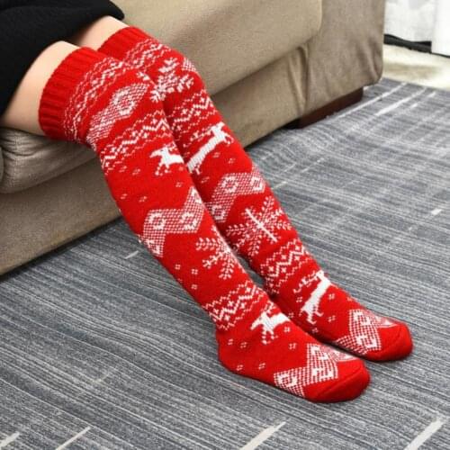 Knitting 1 Pair Casual Over Knee Thickened Long Stockings Christmas Knitting Socks Christmas Element for Dating