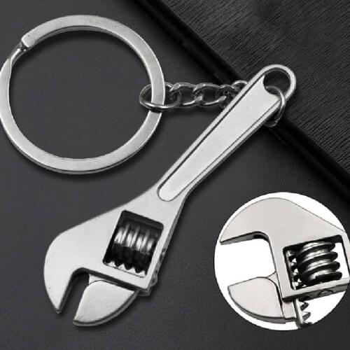 1pc Car Metal Wrench Style Key Chain Creative Fashion Silver Compact Metal Zinc Alloy Key Ring Keychain