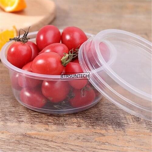 200pcs Thick Round Disposable Lunch Box Food Package Takeaway Plastic Fast Food Fruit Salad Crisper With Lid