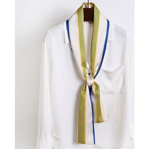 2021 Fashion Floral Print Silk Scarf Women Thin Neck Long Scarves Office Lady Shawl Bandanas Female Bag Hair Neckerchief Scarfs